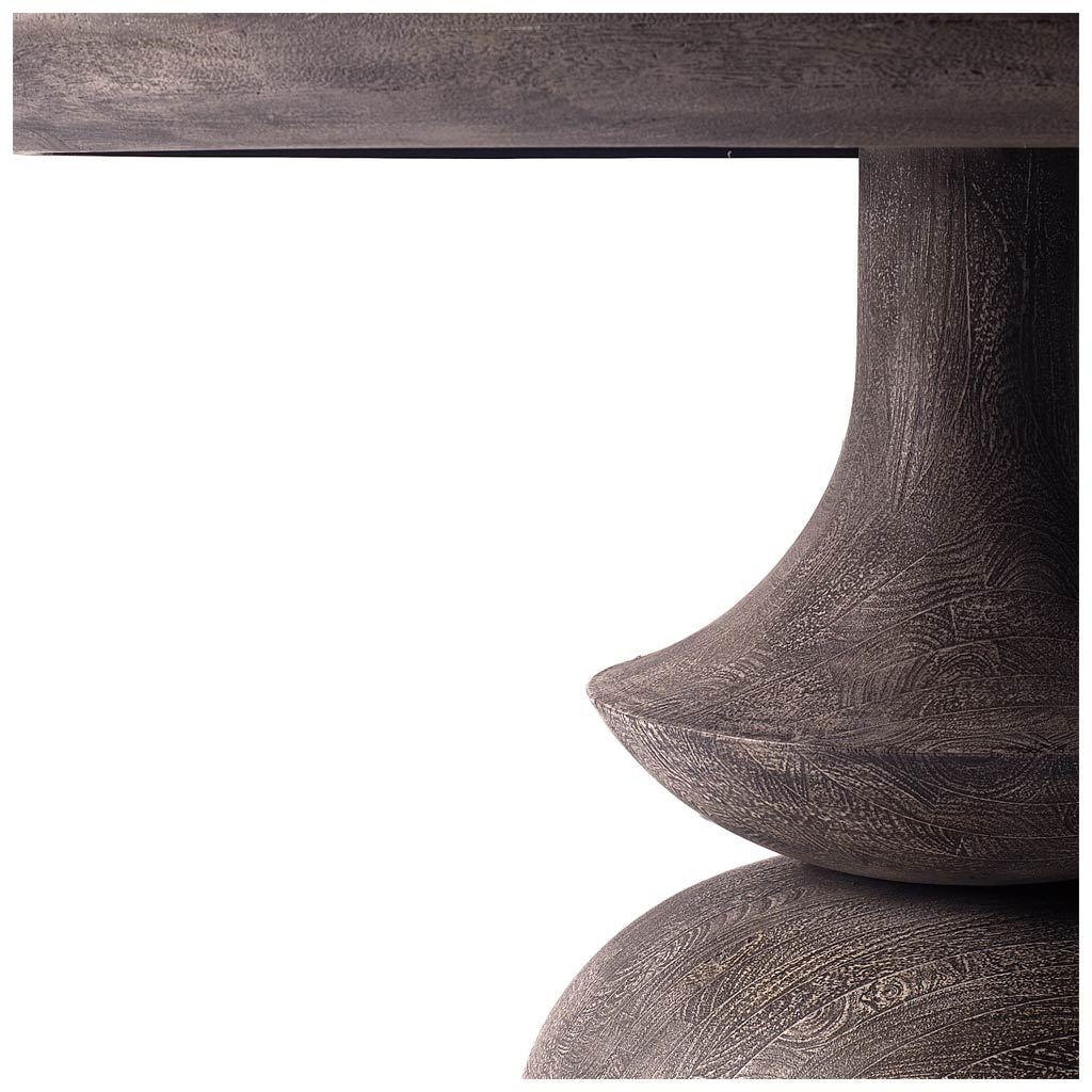 Mercana Crossman 60" Round Dark Brown/Gray Solid Wood Table Top & Base Dining Table