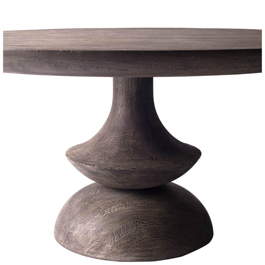 Mercana Crossman 60" Round Dark Brown/Gray Solid Wood Table Top & Base Dining Table