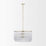 Mercana Elsa (26"x14") Clear Glass and Gold Metal Frame Six Bulb Chandelier
