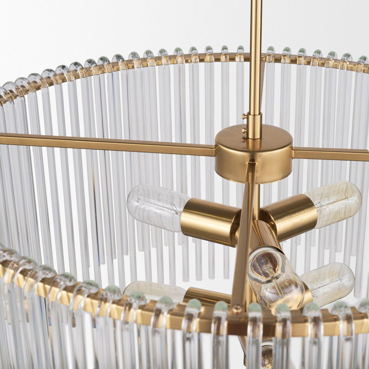 Mercana Elsa (26"x14") Clear Glass and Gold Metal Frame Six Bulb Chandelier