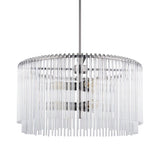 Mercana Anna (26"x14") Hanging Gun-Metal w/ Clear Glass Rods Six Bulb Chandelier