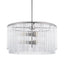 Mercana Anna (26"x14") Hanging Gun-Metal w/ Clear Glass Rods Six Bulb Chandelier