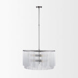 Mercana Anna (26"x14") Hanging Gun-Metal w/ Clear Glass Rods Six Bulb Chandelier