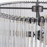 Mercana Anna (26"x14") Hanging Gun-Metal w/ Clear Glass Rods Six Bulb Chandelier
