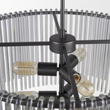 Mercana Anna (26"x14") Hanging Gun-Metal w/ Clear Glass Rods Six Bulb Chandelier