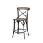 Mercana Etienne 26.25" Seat Height Brown Wood Seat Black Metal Base Stool