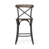Mercana Etienne 26.25" Seat Height Brown Wood Seat Black Metal Base Stool