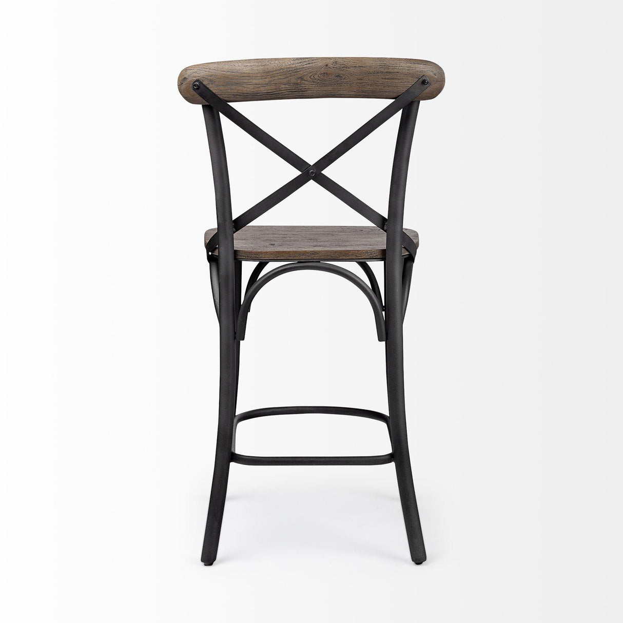 Mercana Etienne 26.25" Seat Height Brown Wood Seat Black Metal Base Stool