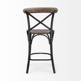 Mercana Etienne 26.25" Seat Height Brown Wood Seat Black Metal Base Stool