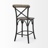Mercana Etienne 26.25" Seat Height Brown Wood Seat Black Metal Base Stool