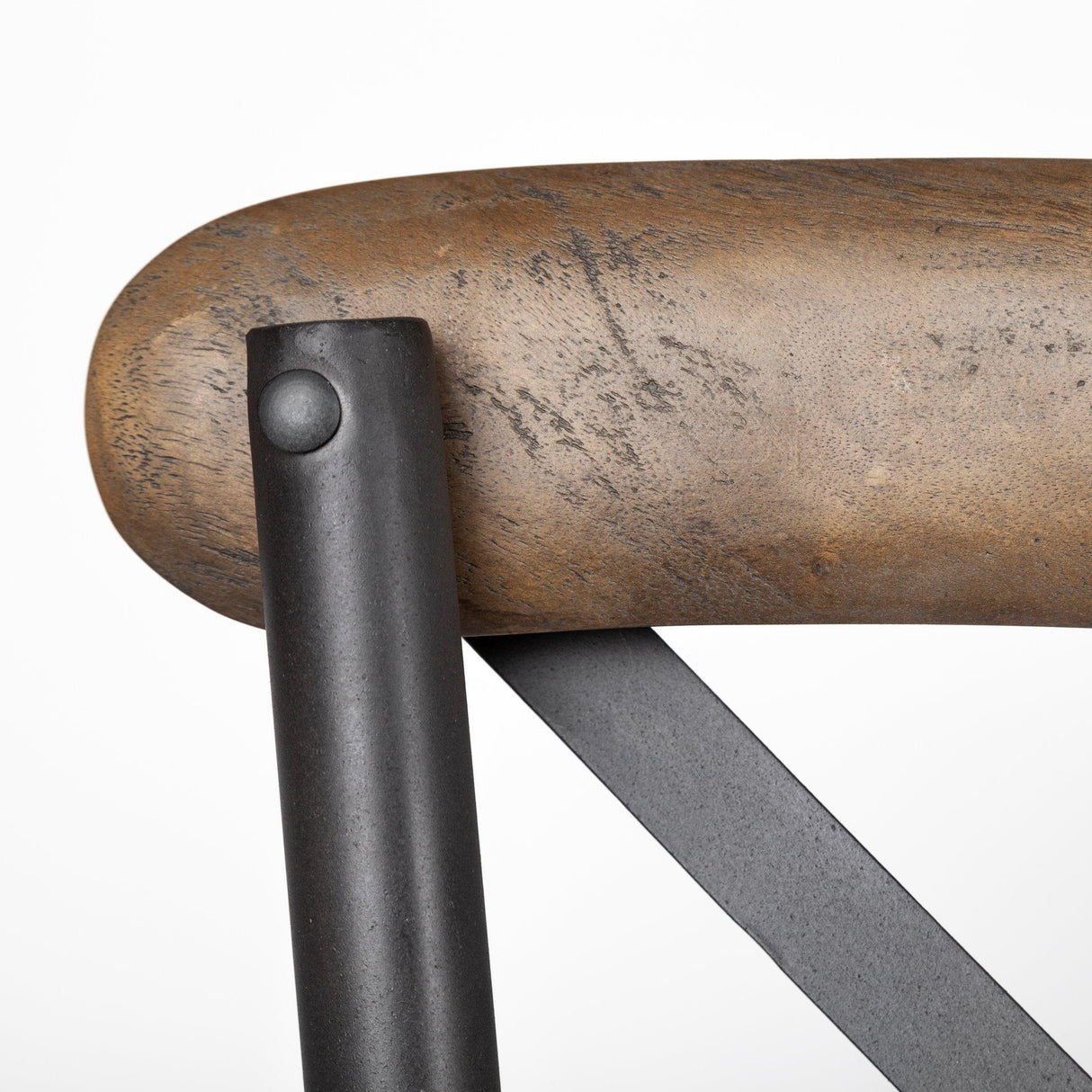 Mercana Etienne 26.25" Seat Height Brown Wood Seat Black Metal Base Stool