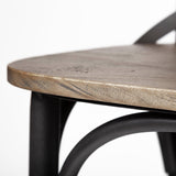 Mercana Etienne 26.25" Seat Height Brown Wood Seat Black Metal Base Stool