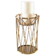 Mercana Othello I Tall Antiqued Brass Metal Table Candle Holder