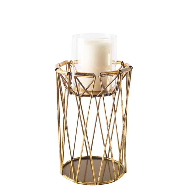 Mercana Othello II Short Antiqued Brass Metal Table Candle Holder