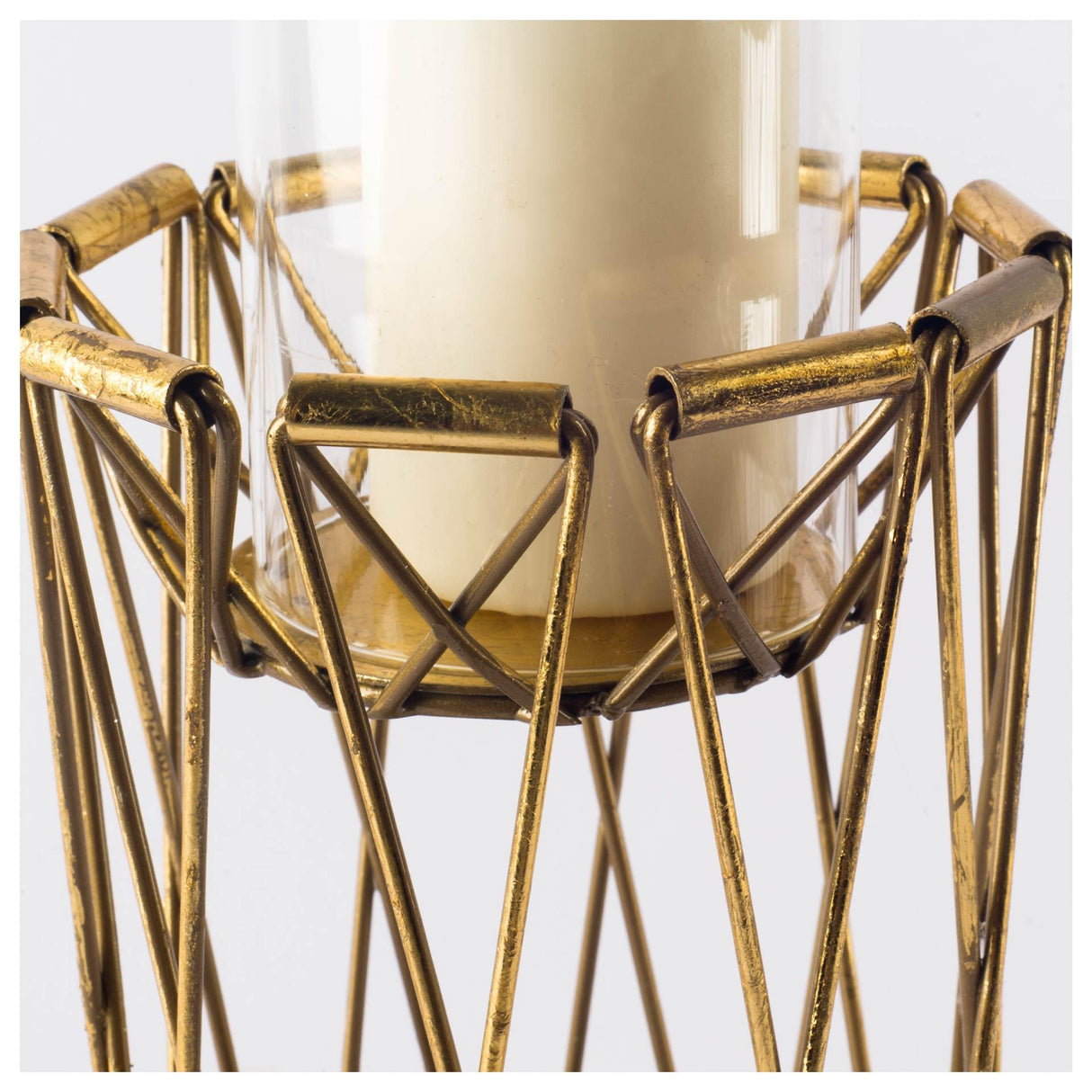 Mercana Othello II Short Antiqued Brass Metal Table Candle Holder