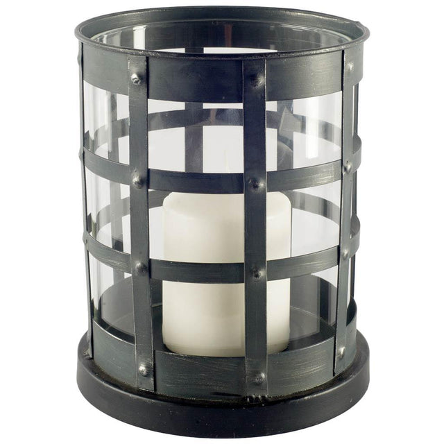 Mercana Oliver Black Metal/Glass Caged Table Candle Holder
