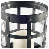 Mercana Oliver Black Metal/Glass Caged Table Candle Holder