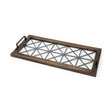 Mercana Ellingson 28L x 13W Black Rectangular Metal Glass Wood Bottom Tray