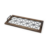 Mercana Ellingson 28L x 13W Black Rectangular Metal Glass Wood Bottom Tray