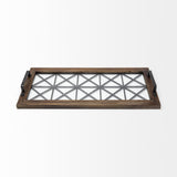 Mercana Ellingson 28L x 13W Black Rectangular Metal Glass Wood Bottom Tray