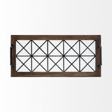 Mercana Ellingson 28L x 13W Black Rectangular Metal Glass Wood Bottom Tray