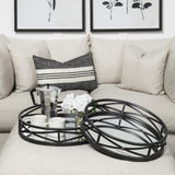 Mercana Piers (Set of 2) Black Metal Mirrored Round Trays