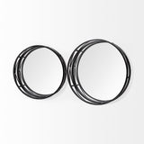 Mercana Piers (Set of 2) Black Metal Mirrored Round Trays