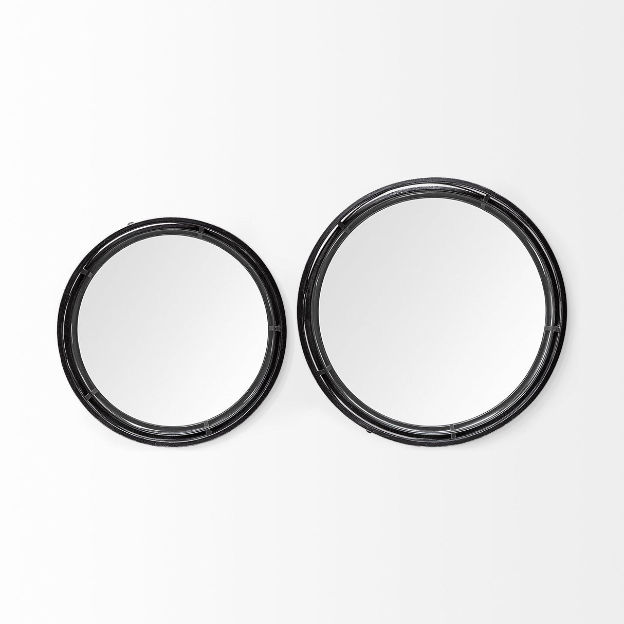 Mercana Piers (Set of 2) Black Metal Mirrored Round Trays