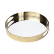Mercana Serkis 15L x 15W Gold Metal Mirrored Base Round Tray