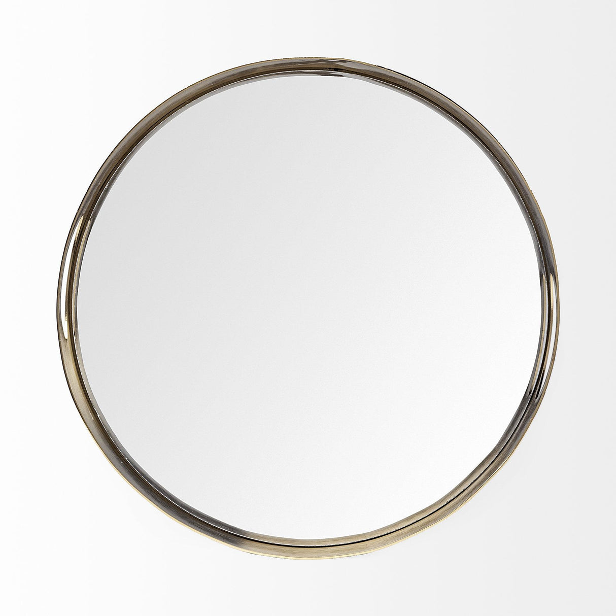 Mercana Serkis 15L x 15W Gold Metal Mirrored Base Round Tray