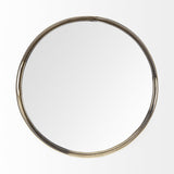 Mercana Serkis 15L x 15W Gold Metal Mirrored Base Round Tray