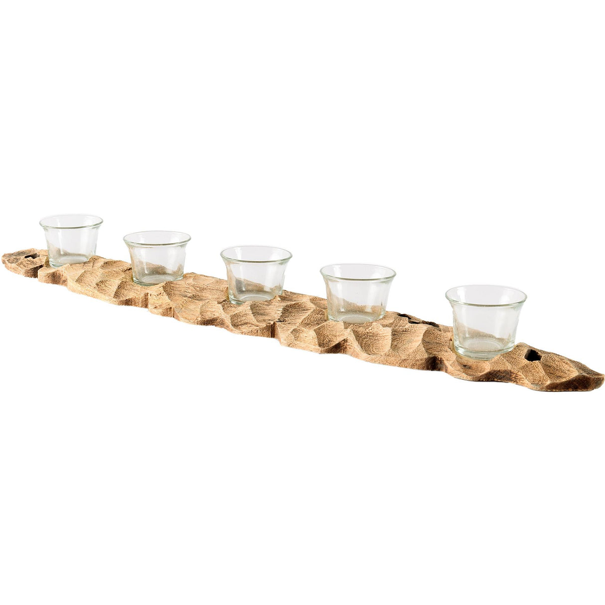 Mercana Yerba Reclaimed Mango Wood Five Tealight Table Candle Holder
