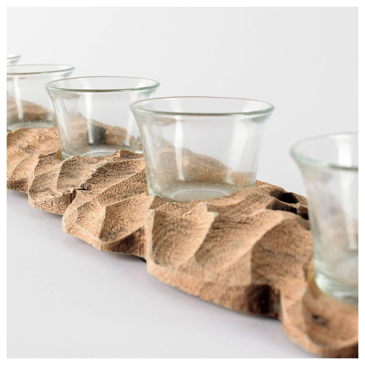 Mercana Yerba Reclaimed Mango Wood Five Tealight Table Candle Holder