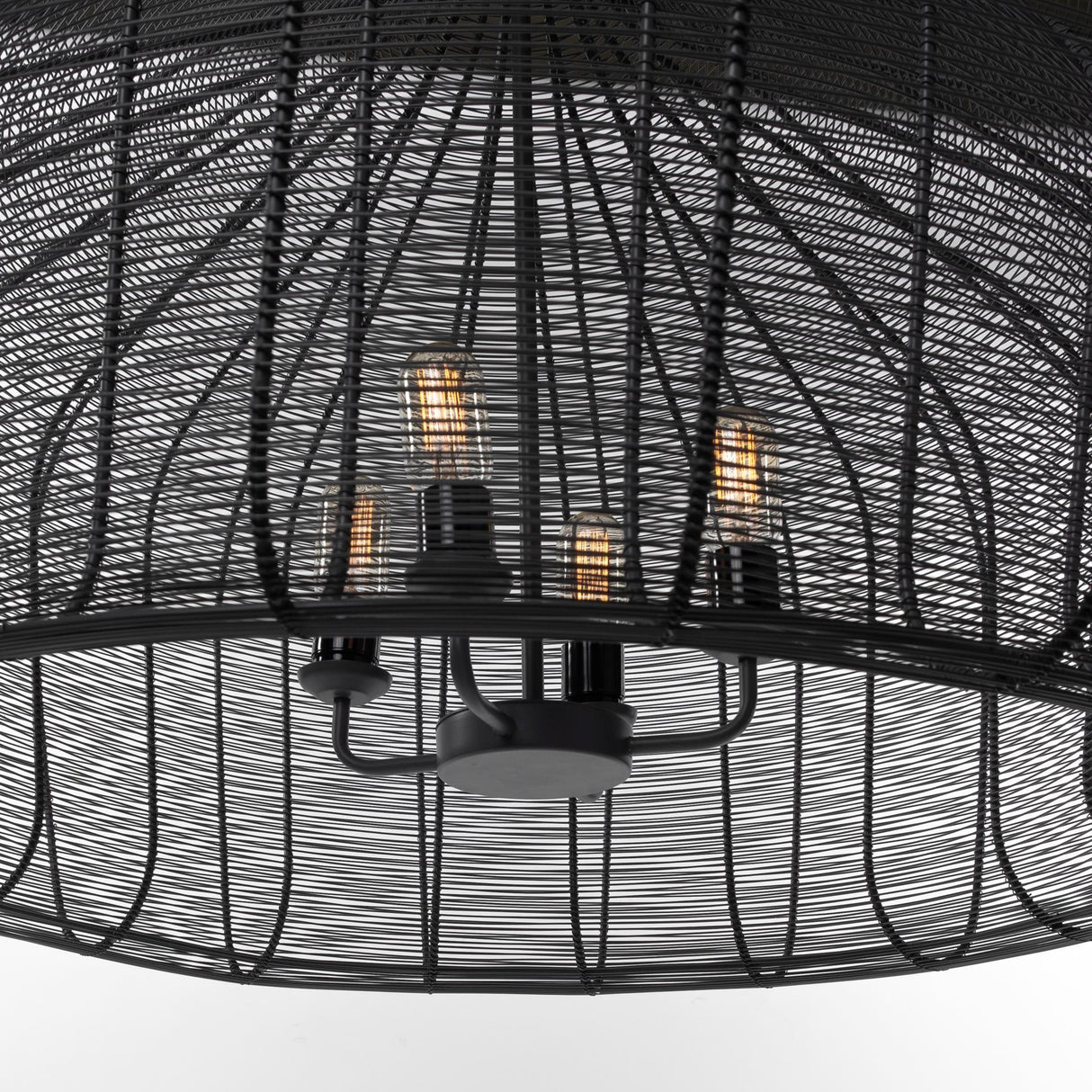 Mercana Camila (40"x31") Black Metal Mesh-Style Four Bulb Chandelier