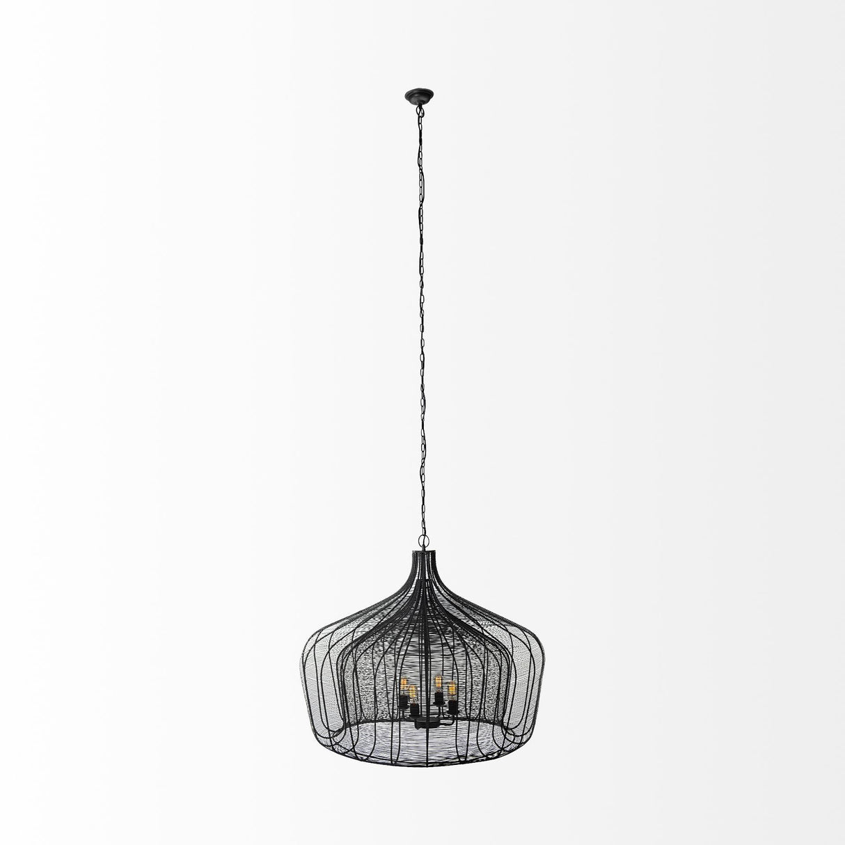 Mercana Camila (40"x31") Black Metal Mesh-Style Four Bulb Chandelier