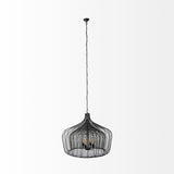 Mercana Camila (40"x31") Black Metal Mesh-Style Four Bulb Chandelier