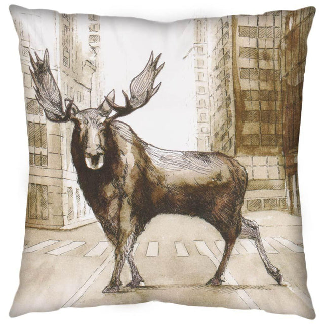 Mercana Northstreet II 18 x 18 Brown Moose City Crossing Decorative Pillow Cover