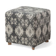 Mercana Pallu 18.75"H Dhurrie Cotton Cover w/Four Wooden Legs Ottoman