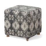 Mercana Pallu 18.75"H Dhurrie Cotton Cover w/Four Wooden Legs Ottoman