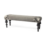 Mercana Alhambra 55L x 14W Upholstered Gray Seat W/Black Wood Legs Accent Bench