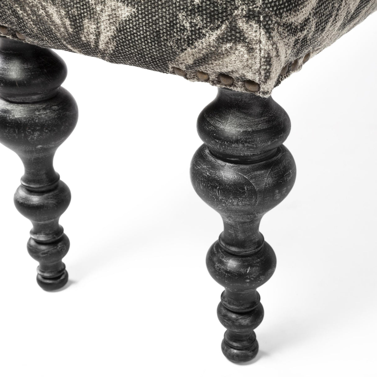 Mercana Alhambra 55L x 14W Upholstered Gray Seat W/Black Wood Legs Accent Bench