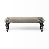 Mercana Alhambra 55L x 14W Upholstered Gray Seat W/Black Wood Legs Accent Bench