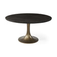 Mercana McLeod II 54 L x 54 W x 28.75 H Round Brown Solid Wood Top Gold Metal Base Dining Table