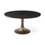 Mercana McLeod II 54 L x 54 W x 28.75 H Round Brown Solid Wood Top Gold Metal Base Dining Table