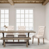 Mercana Mackenzie I Cream Plush Linen Covering Ash Solid Wood Base Dining Chair