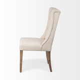 Mercana Mackenzie I Cream Plush Linen Covering Ash Solid Wood Base Dining Chair