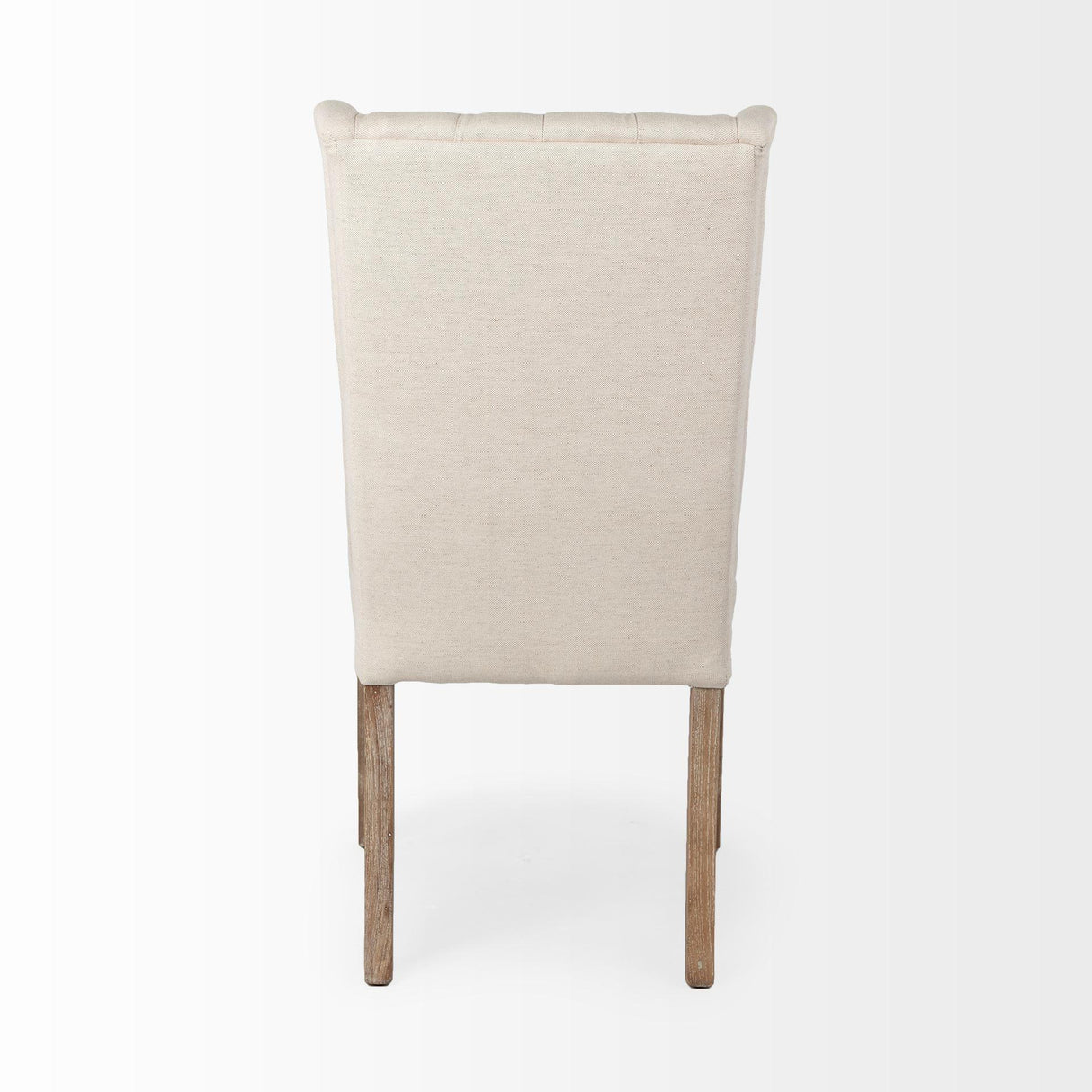 Mercana Mackenzie I Cream Plush Linen Covering Ash Solid Wood Base Dining Chair