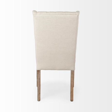 Mercana Mackenzie I Cream Plush Linen Covering Ash Solid Wood Base Dining Chair