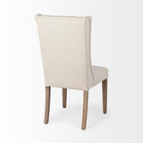 Mercana Mackenzie I Cream Plush Linen Covering Ash Solid Wood Base Dining Chair