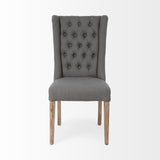 Mercana Mackenzie II Gray Plush Linen Covering Ash Solid Wood Base Dining Chair